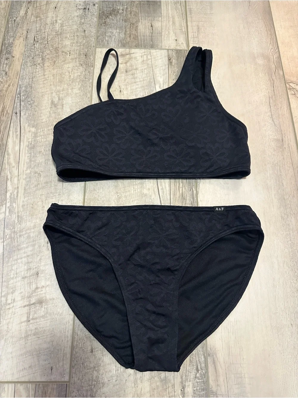 abercrombie kids Black Floral One-Shoulder Bikini Set